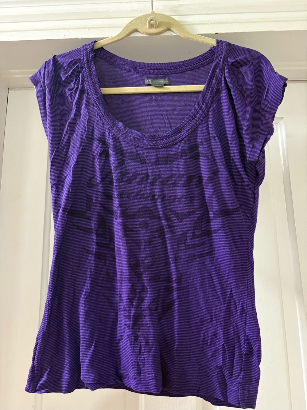 Armani Exchange Women’s Purple Short Sleeve Shirt Size Small